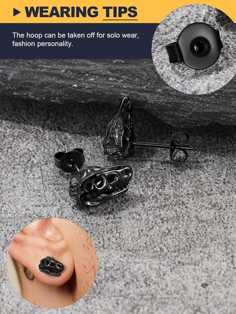 U7 Dragon Earrings Stainless Steel/18K Gold/Black/S925 Sterling Silver Hoop Earrings for Men Women, Personalized Punk Rock Huggie Earrings, Hypoallergenic - Image 5